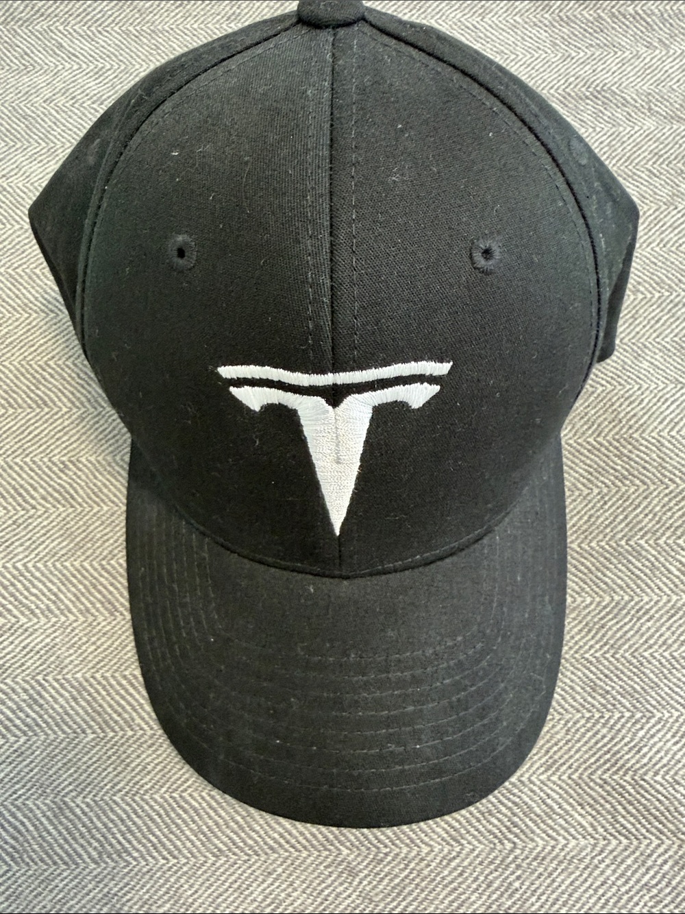 Black Tesla Logo Embroidered Baseball Cap - Men’s Accessory